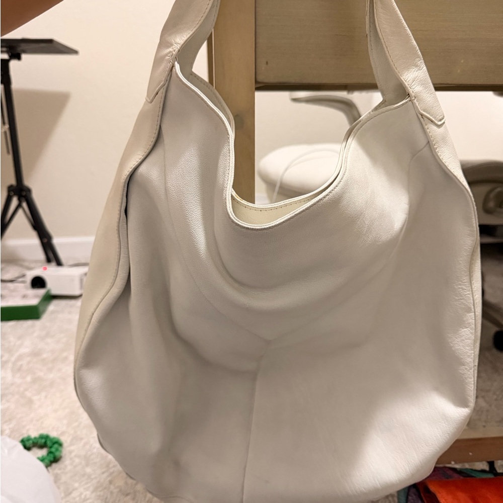 Tano White Leather Hobo Bag
